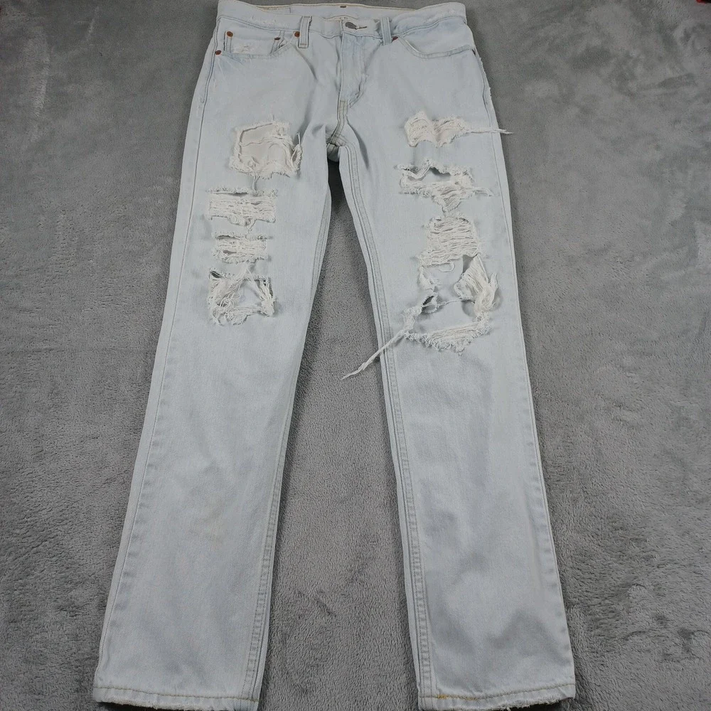 Levis 511 Jeans Mens 33x32 Blue Denim‎ Slim Fit Distressed Pockets Cotton